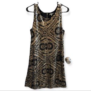 Francesca's Black & Gold Sequin Dress